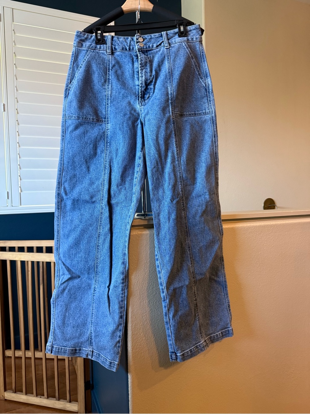 High-Rise Wide-Leg Women's Denim Jeans in Blue Wash